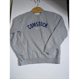 Comstock Est 1985 Crewneck Sweatshirt Heather Gray Navy Blue Applique Medium